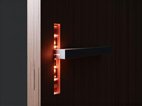 Door component integrating a light panel and a hidden smart sensor, both 3D printed within the structure