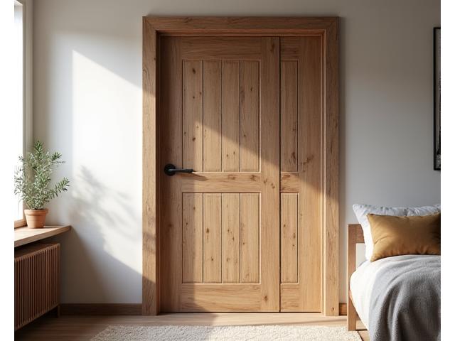 Rustic wooden door with iron hardware, a blend of old and new